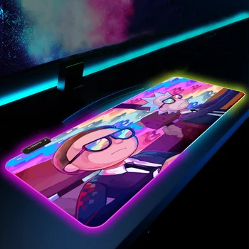 Anime Morty Žaidimų RGB Kilimėlis Didelis Fiksavimo Krašto Speed Žaidimas Žaidėjus, LED klaviatūra, Pelės Padas Minkštas Nešiojamas kompiuteris Notebook Kilimėlis CSGO.