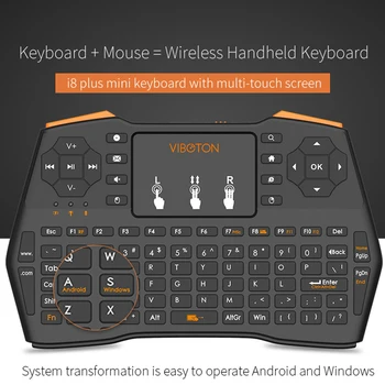 Apšvietimas 2,4 GHZ Belaidė Klaviatūra Su Pele Touchpad Mini Keyboard PC Nešiojamas Kompiuteris su TV Box Projektorius Mi Box 