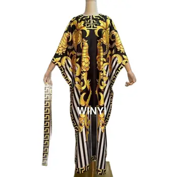 Arabų Mados kilimo ir tūpimo Tako Summer Maxi Dress Moterų Plius Dydis Batwing Rankovėmis Spausdinti Derliaus Elegantiškas Šifono Prarasti Ilgai Dresss WINYI