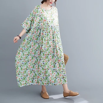 ARCSINX Žalia Gėlių Moterų Suknelės, Negabaritinių 7XL 8XL Atsitiktinis Mori Mergina Sundresses Moteris Paplūdimio Prairie Elegantiškos moters Suknelė 4XL 5XL