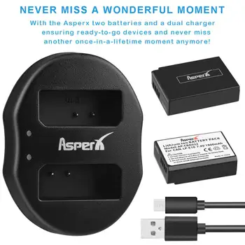 AsperX LP-E10 1800mAh LP E10 LPE10 Fotoaparato Baterijas + Dual USB Kroviklis skirtas Canon EOS 1100D 1200D 1300D Rebel T3 T5 KISS X50 X70