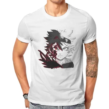 Asta - Pusė Demonas Medžiaga Spausdinti Cool T-Shirt Juoda Dobilų Asta Anime Viršūnes Vyrų Mados Streetwear