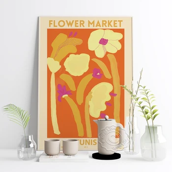 Astrid Wilson Gėlių Rinkoje Kolekcijos Paroda Spaudinių Plakatas, Tunise Derliaus Meno Dekoratyvinis Dažymas, Abstrakčiai Augalų Atspaudai