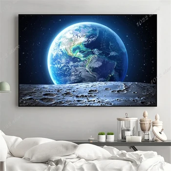 Astronautas planetos skylę kosmoso tapybos kosmoso žemė meteoritas plakatai ir spausdinimo sienų tapybos šeimos dekoratyvinis dažymas