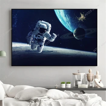 Astronautas planetos skylę kosmoso tapybos kosmoso žemė meteoritas plakatai ir spausdinimo sienų tapybos šeimos dekoratyvinis dažymas