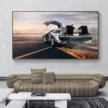 Atgal Į Ateitį Automobilio Delorean Cool Automobilių Klasikinis Filmas Meno Plakatas Spausdinimo Sienos Meno Kambarį Namų Dekoro (be Rėmelio)