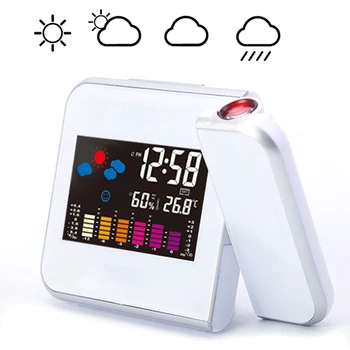 Atidėjimo Skaitmeninio formato Žadintuvas Apšvietimas LED Ekranas, Spalvos Temperatūra Oro Pranešimą Pabusti Projektorius Laikrodis