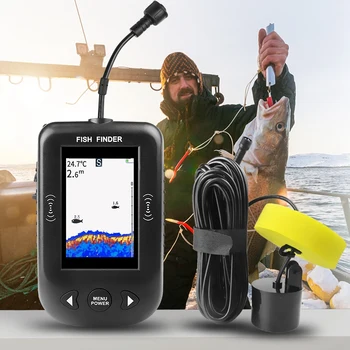 Atnaujintas Xf02-C Nešiojamų Žuvų Ieškiklis 9M Kabelis Aido geresnį Signalą 0.6-100M Gylio Fishfinder Rele Jutiklis Echolotai Spalvinga Scre