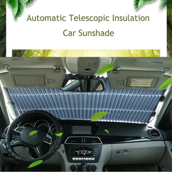 Atnaujinti Automobilio priekinį Stiklą Saulės Pavėsyje, Automatinė Pratęsimo Automobilių Padengti Lango skėtį nuo saulės UV Saulės Skydelis Raštas Užuolaidų 46CM/65CM/70CM