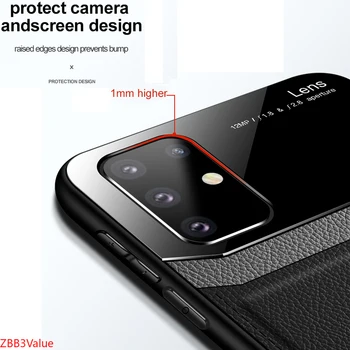 Atsparus smūgiams Atveju, Samsung Galaxy A51 Odos Veidrodis Grūdintas Stiklas Telefono Galinį Dangtelį Samsung 51 51A A515F Coque 