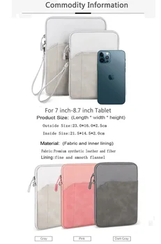 Atsparus smūgiams Sleeve Case For iPad Mini 6 2021 mini5 Dangtelis Dėklas su Užtrauktuku Rankinės Apple Mini 4 3 2 1 Tabletė Maišelį 7.9 8.0 8.4 Colių