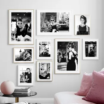 Audrey Hepburn Drobės Retro Graži Mergina HD Spausdinti Tapybos Sienos Meno Plakatas Šiuolaikinio Namų Dekoro Modulinės Nuotraukas Kambarį
