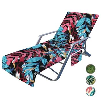 Augalų Modelis Vasaros Paplūdimio Kėdės Padengti Mikropluoštu Recliner Rankšluostį su Šoninės Kišenės Nešiojamų Beach Lounge Rankšluostį Minkštas Paplūdimio Rankšluostį