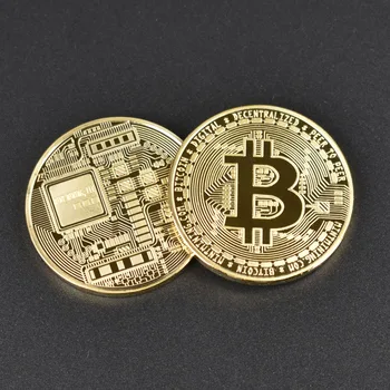 Aukso chromu padengtas Karšto pardavimo Bitcoin Monetos Tiek Monetos, tiek monetos moneta monetas tiek moneta su juodos spalvos dovanų dėžutė Pakuotės Metalo cryptocurrency monetos