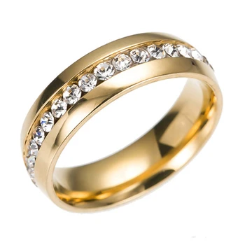 Aukso spalvos Vestuvių Juostas, Žiedas, skirtas Moterų ir Vyrų Papuošalai Laimingas žiedas 6mm Nerūdijančio Plieno Vestuvinis Žiedas Jubiliejų Dovana