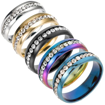 Aukso spalvos Vestuvių Juostas, Žiedas, skirtas Moterų ir Vyrų Papuošalai Laimingas žiedas 6mm Nerūdijančio Plieno Vestuvinis Žiedas Jubiliejų Dovana