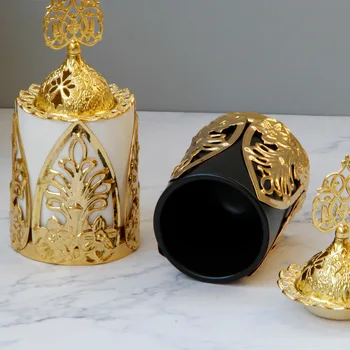 Aukso žalvario smilkalų degiklis ketaus, keramikos derinys, aromaterapija krosnių, žvakių laikiklis Ramadanas namų dekoro budizmas apdaila
