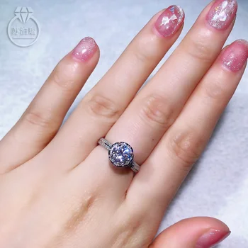 Aukštos žiedų dizaino Nekilnojamojo moissanite žiedas 6.5 MM 1ct Moterų Draugė Amor Dovana 925 Sidabro Prabanga Brangakmenių, Deimantų žiedai