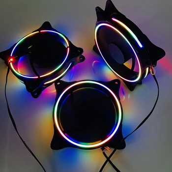 Ausintuvas KOMPIUTERIO Aušinimo Ventiliatorius 120mm Aušintuvas RGB Reguliuojamas LED Šviesos Trigubas Žiedas Atveju Aušinimo Ventiliatorius Buitinių Kompiuterių Priedai