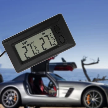 Auto Automobilis LCD Skaitmeninis Ekranas Patalpų Lauko Termometras Metrų, Su 1,5 m Kabeliu W0YD