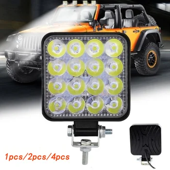 Auto LED darbinis šviesos mini kvadratinių 16 šviesiai 48W pagalbiniai pertvarkyti priekinis žibintas vietoje lempos