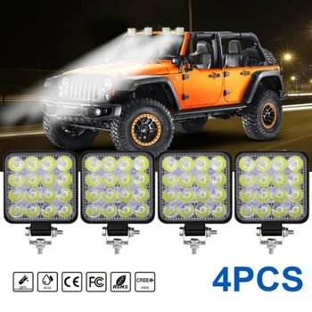 Auto LED darbinis šviesos mini kvadratinių 16 šviesiai 48W pagalbiniai pertvarkyti priekinis žibintas vietoje lempos