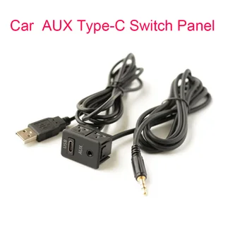 Automobilinis USB Tipo C Uosto 3.5 mm AUX USB Panel ilgiklis Vadovauti Montavimo Panel Ausinių Male Jack Flush Mount Adapteris, Skirtas Telefonas
