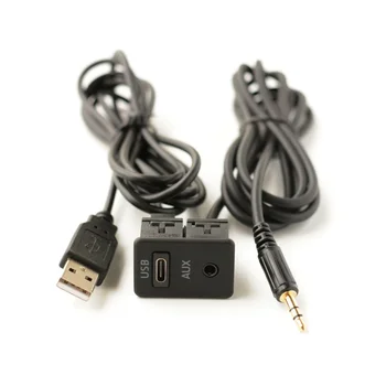 Automobilinis USB Tipo C Uosto 3.5 mm AUX USB Panel ilgiklis Vadovauti Montavimo Panel Ausinių Male Jack Flush Mount Adapteris, Skirtas Telefonas
