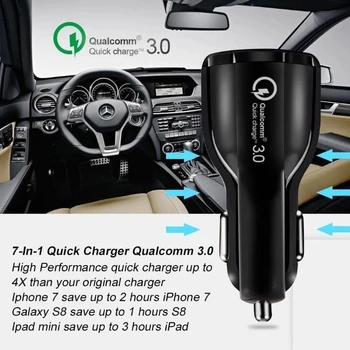 Automobilinis USB Įkroviklis Greitai Įkrauti 3.0 Mobiliojo Telefono kelionių adapteris 2 Port USB Greitas Automobilinis Įkroviklis iPhone Samsung