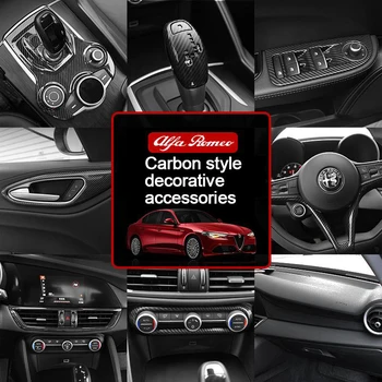 Automobilių anglies stiliaus interjeras modifikacijos centrinis valdymo įtaisas, dekoratyviniai lipdukai Alfa Romeo giulia Stelvio