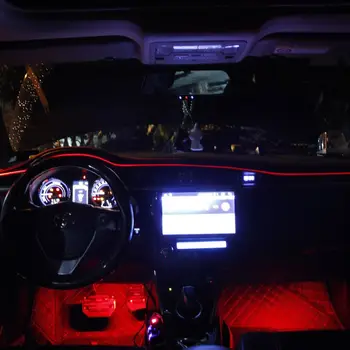 Automobilių, Aplinkos Šviesos Spalvinga EL Neon LED Šviesos Juostelės Kelių Rūšių Automobilių Interjero Dekoratyvinis Apšvietimas VW Polo T-Kryžius