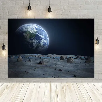 Avezano Gimtadienio Fonas Fotografijai Visatos Erdvės Planetos Mėnulis Astronautas Naujagimiui Dušo Dekoro Fono Foto Studija