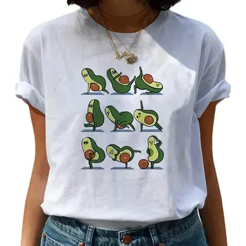 Avokado Veganų Kawaii Harajuku Trumpas Rankovės Vasaros Moterų Marškinėliai Atsitiktinis Trumpas Rankovėmis Tees Ulzzang Harajuku Moterims Topai