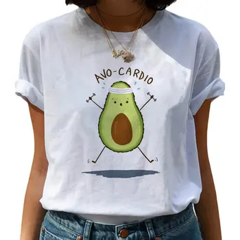 Avokado Veganų Kawaii Harajuku Trumpas Rankovės Vasaros Moterų Marškinėliai Atsitiktinis Trumpas Rankovėmis Tees Ulzzang Harajuku Moterims Topai