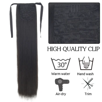 AZIR 22 Colių Sintetinių Plaukų Pluoštas Karščiui Atsparaus Tiesūs Plaukai, plaukai surišti į uodegą Su Padirbtų Plaukų Chip-Plaukų Plėtinių Ponio Uodegą Peruką