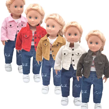 Baby Doll, Drabužių Mados džinsinio striukė tiktų 18inch Amerikos lėlės 17inch Žaislai, Naujas Gimęs Kūdikis Lėlės OG Mergina Rusija 