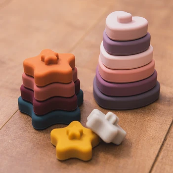 Baby Soft Blokai Silikono Teether Švietimo Jenga Blokai 3D Sulankstymas Bokštas Krovimas Žaidimas konstrukciniai Žaislai