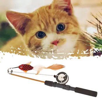 Bagažo Katė Žaislas Žuvų Tipas Teleskopinis Plunksnos Funny Cat Stick Pet Žaislas Katė Juostos Imitavimo Meškere