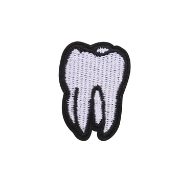 Balti dantys Siuvinėjimo Lopai Striukė Geležies Perdavimo Juostelės Appliques Drabužius Lipdukas Drabužių Dantų Emblemos Kuprinė