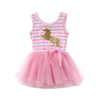 Bamblys Vaikų Mergaičių Suknelė 2021 M. Vasarą Vienaragis Princesė Suknelė Šalis Gimtadienio Tutu Tiulio Suknelės, Drabužiai Vaikams