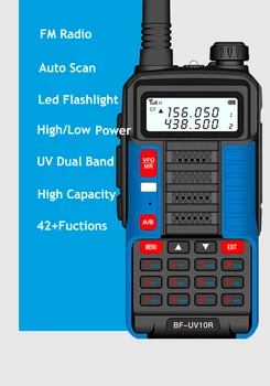 Baofeng BF-UV 10R Du Būdu Radijo Ilgo Nuotolio Walkie Talkie Dual Band CB Kumpis Radijo HF Transiveris Jūrų VHF Radijo 10W 8800MAH