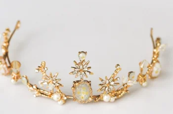 Baroko Nuotakos Vestuviniai Kaspinai Tiara Headpieces Vakarą Šukuosena