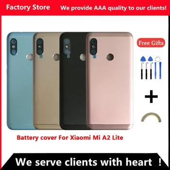 Baterijos Dangtelis Xiaomi MI A2 Lite Baterijos Dangtelį Atveju Mi A2 Lite Galinio Dangtelio Korpusas +Garsas Maitinimo Mygtukus Cameca Objektyvas