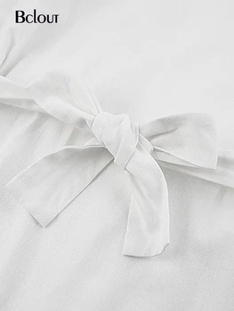 Bclout Vintage Baltas Juodas Žibintų Rankovės Moteris Atsitiktinis Suknelė Vasaros Tiesiai Marškinėliai, Suknelės Moteriška Varčias Paplūdimio Vestido 2021