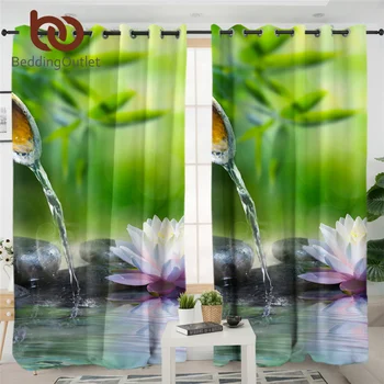 BeddingOutlet 3D Atspausdintas Lango Užuolaidėlė Zen Garden Prabangių Užuolaidų, Gėlių Waterlily 