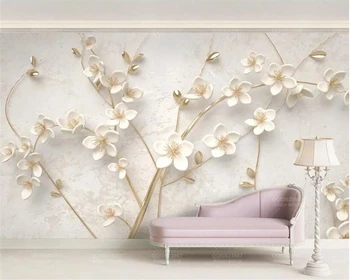 Beibehang 3d tapetai Baltas slyvų freskos TV sienos fone sienos kambarį, miegamąjį, TV foną, sienų tapetai, sienų ir 3 d