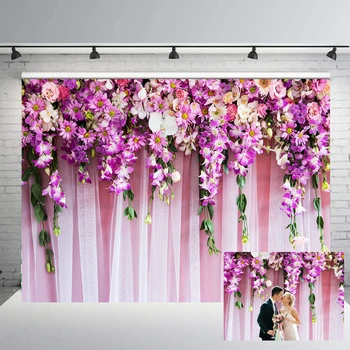 BEIPOTO Violetinės Gėlės užuolaidų Fone Fotografijos Fone Vestuves apdailos Gėlių baby shower nuotakos dušas studija
