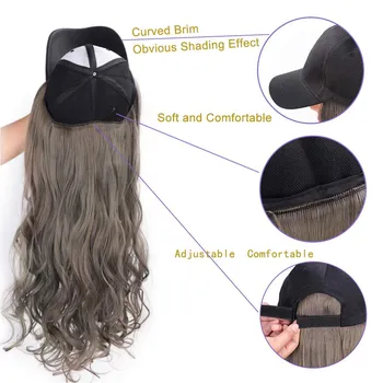 Beisbolo kepurė su Banguoti, Garbanoti Ilgi Plaukai, Perukai Sintetinių Plaukų Kepurės Moterų, Mergaičių -MX8