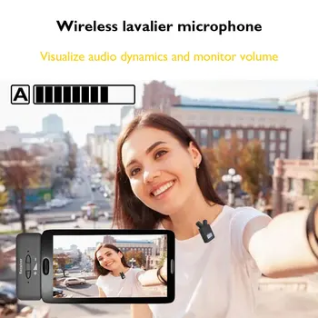 Belaidžio Lavalier Microphone Sistema 2,4 GHz Belaidžio ryšio Clip-on Mic 