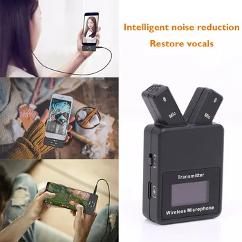 Belaidžio Lavalier Microphone Sistema 2,4 GHz Belaidžio ryšio Clip-on Mic 